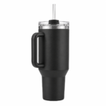 Kelvro Black Insulated Coffee Tumbler with Lid and Straw - Image 3